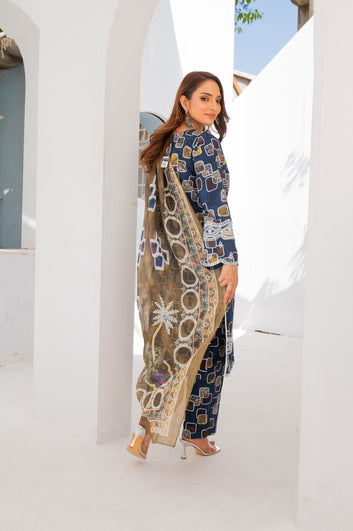 3-PIECE SUIT PRINTED-EMBROIDERED VOL-1