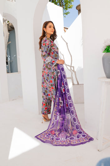 3-PIECE SUIT PRINTED-EMBROIDERED VOL-1