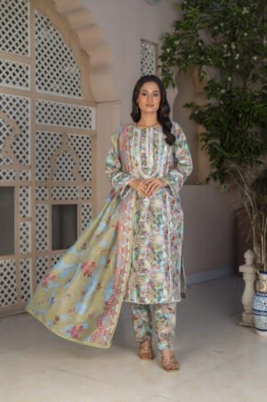 3-PIECE SUIT EMBROIDERED & DIGITAL PRINTED