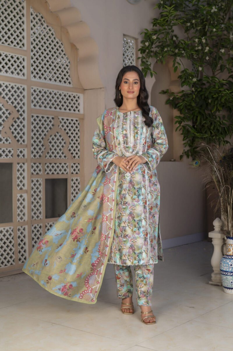 3-PIECE SUIT EMBROIDERED & DIGITAL PRINTED