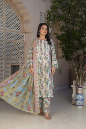 3-PIECE SUIT EMBROIDERED & DIGITAL PRINTED