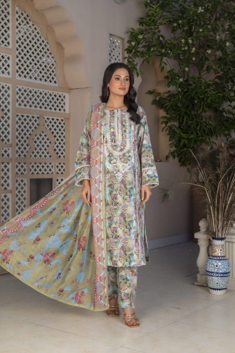 3-PIECE SUIT EMBROIDERED & DIGITAL PRINTED