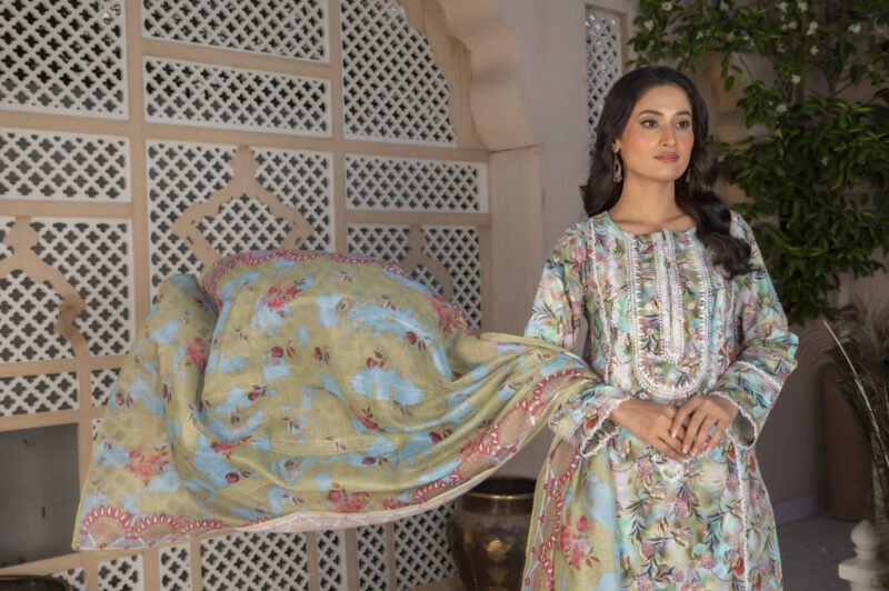3-PIECE SUIT EMBROIDERED & DIGITAL PRINTED