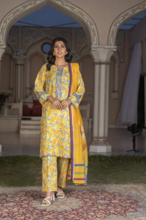 3-PIECE SUIT EMBROIDERED & DIGITAL PRINTED