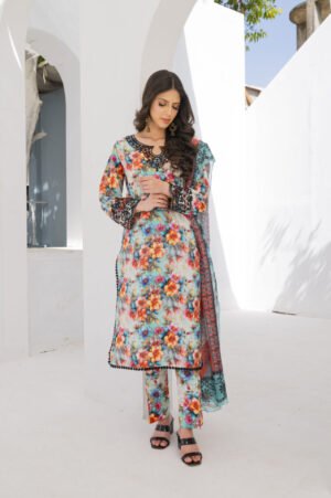 3-PIECE SUIT EMBROIDERED & DIGITAL PRINTED