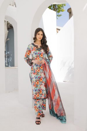 3-PIECE SUIT EMBROIDERED & DIGITAL PRINTED