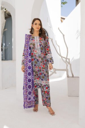 3-PIECE SUIT EMBROIDERED & DIGITAL PRINTED