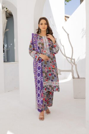 3-PIECE SUIT EMBROIDERED & DIGITAL PRINTED