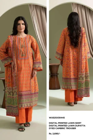 ZELLBURY ORANGE 3-PIECE PRINTED  SUIT 5235