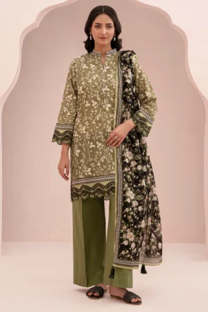 ZELLBURY OLIVE GREEN   3-PIECE PRINTED  SUIT 5250