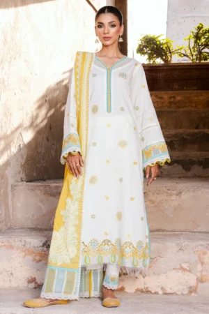 ZELLBURY MUSTARD 3-PIECE CHIKANKARI  SUIT 5274