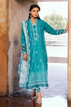 ZELLBURY TEAL GREEN  3-PIECE CHIKANKARI  SUIT 5275