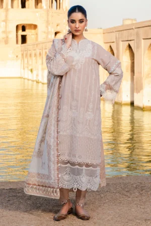 ZELLBURY SAND  3-PIECE CHIKANKARI  SUIT 5281