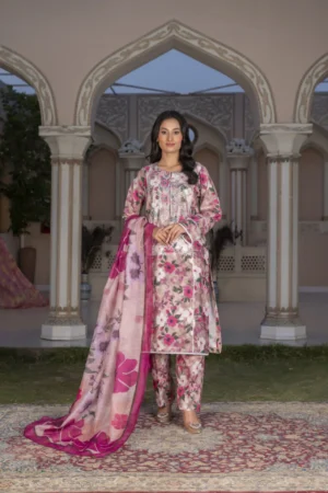 3-PIECE SUIT EMBROIDERED & DIGITAL PRINTED ROSA