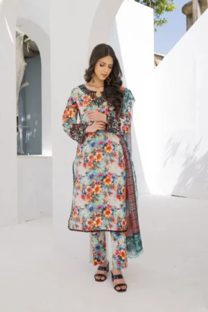 3-PIECE SUIT EMBROIDERED & DIGITAL PRINTED ROSA