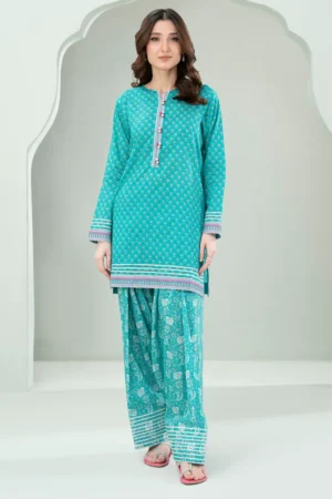 ZELLBURY  BLUE 2-PIECE PRINTED SUIT 5218